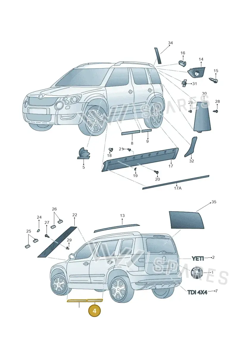 5L0853535APRP — Skoda Yeti (2013-2017) diagram 666853000, position 4