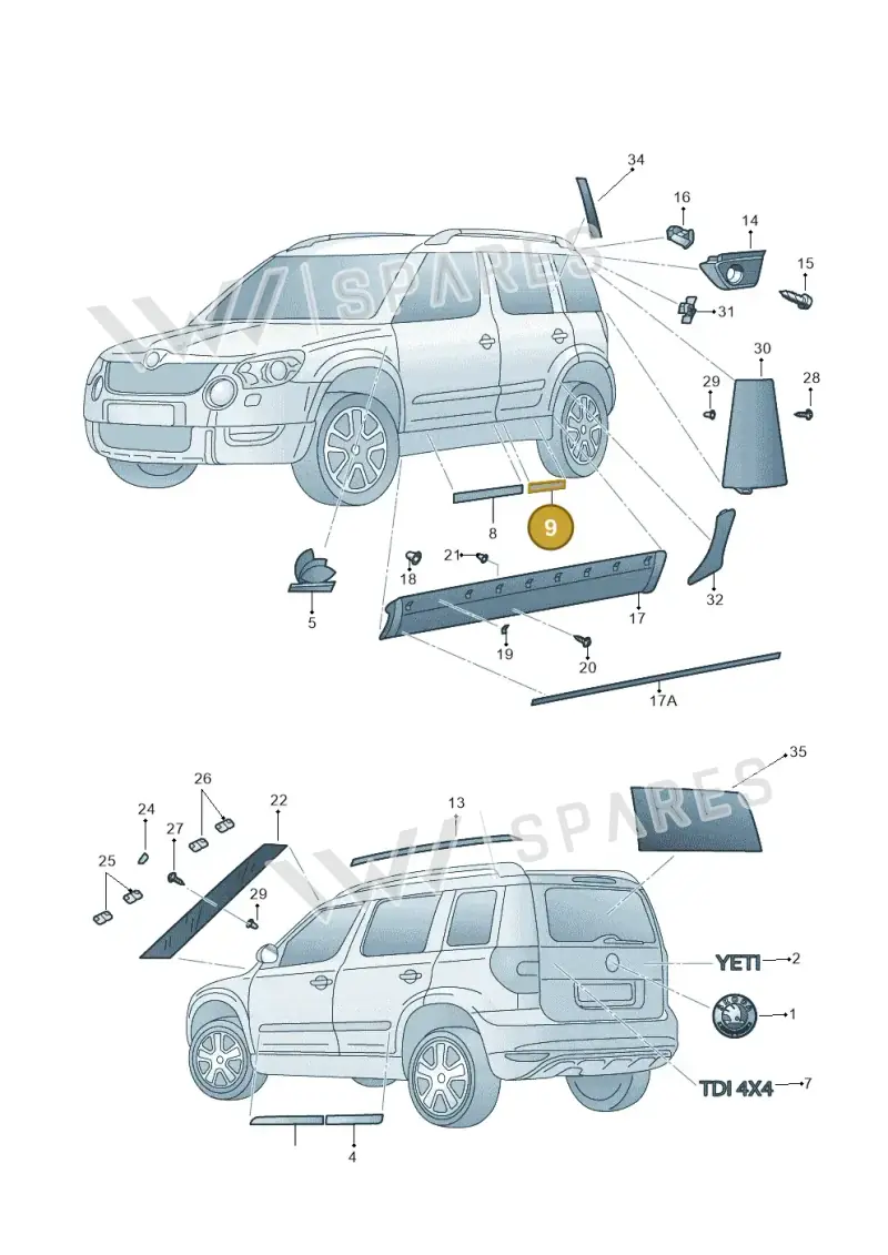 5L0853541D9B9 — Skoda Yeti (2013-2017) diagram 666853000, position 9