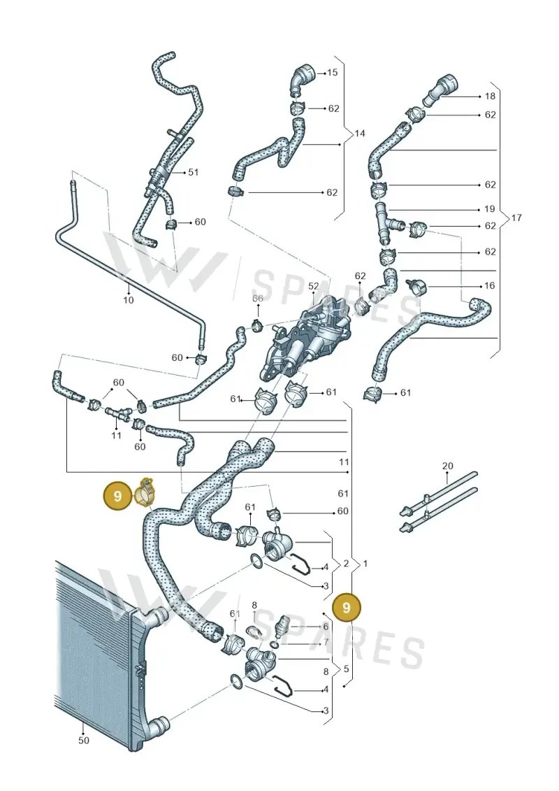 5Q0121093R — Skoda Octavia (2019-2024) diagram 780121220, position 9