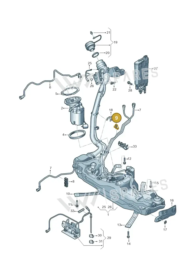 5Q0201449A — Skoda Octavia (2019-2024) diagram 5h0201033, position 9
