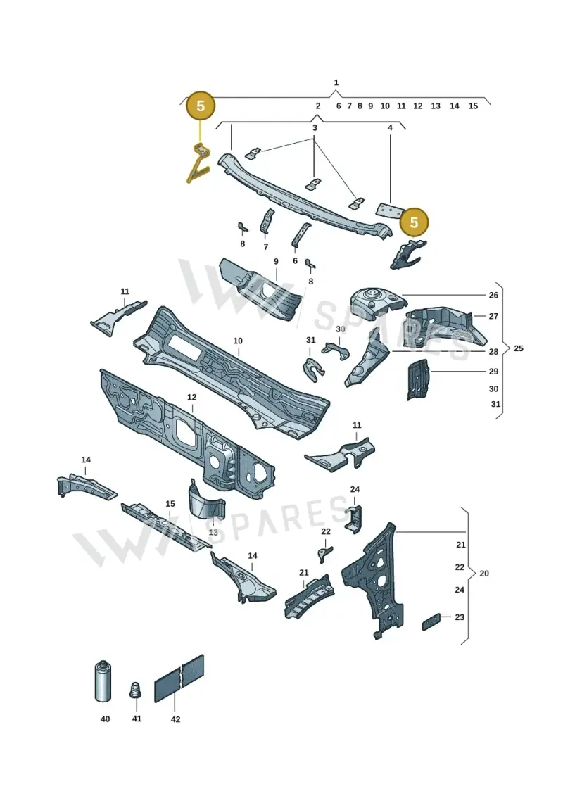 5Q0803344 — Skoda Superb Combi (2023-) diagram 3p0805050, position 5