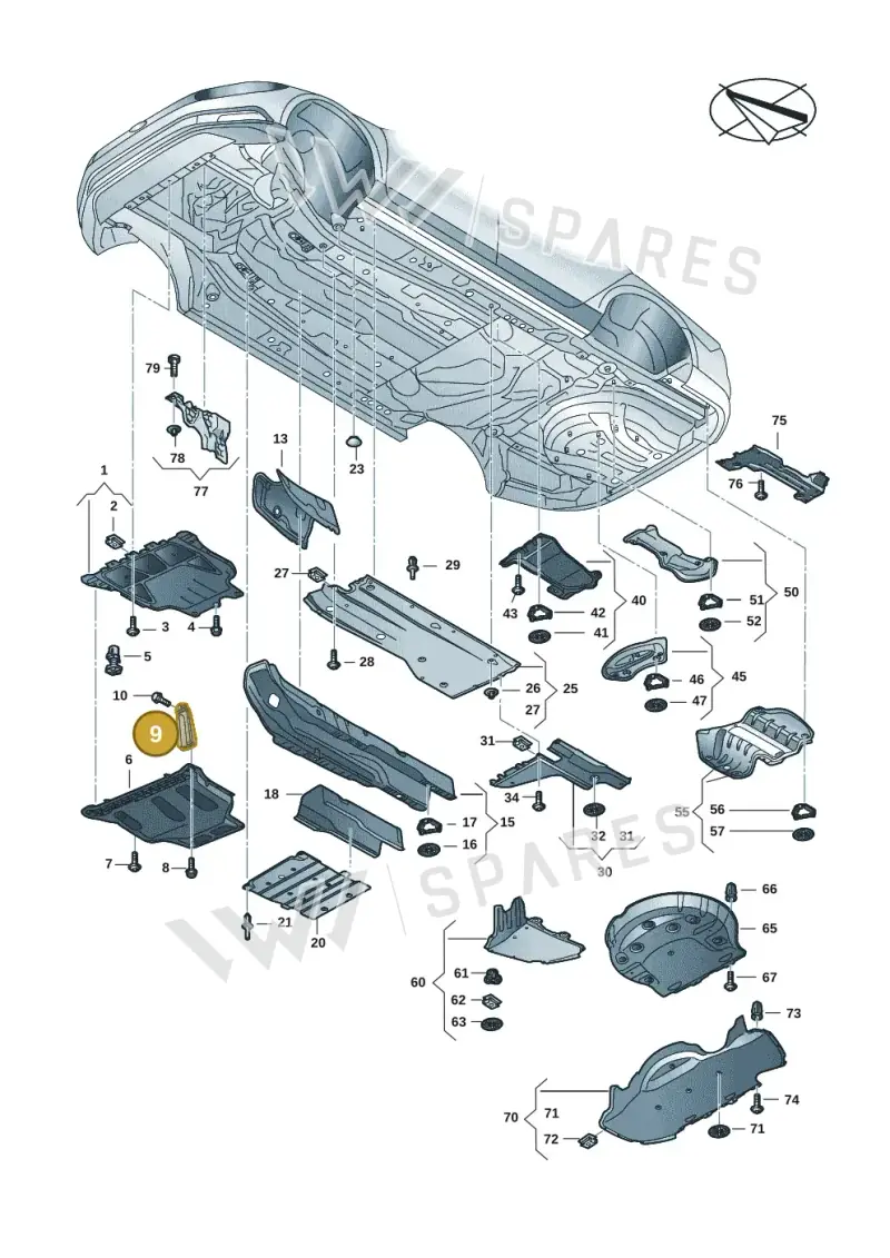 5Q0825921 — Skoda Superb Combi (2023-) diagram 3p0825000, position 9