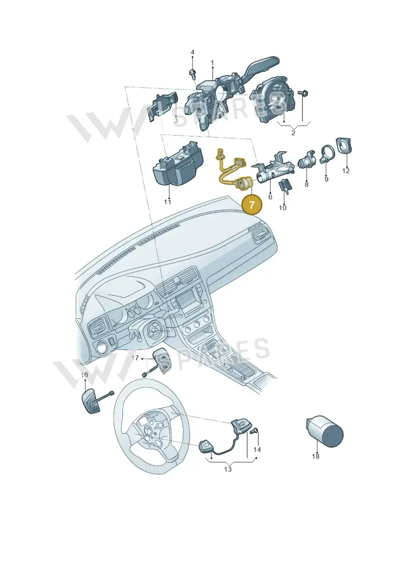 5Q0905849A — Skoda Kodiaq (2017-2022) diagram 433953500, position 7