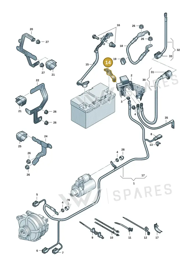 5WA915135A — Skoda Octavia (2019-2024) diagram 5h0971002, position 14