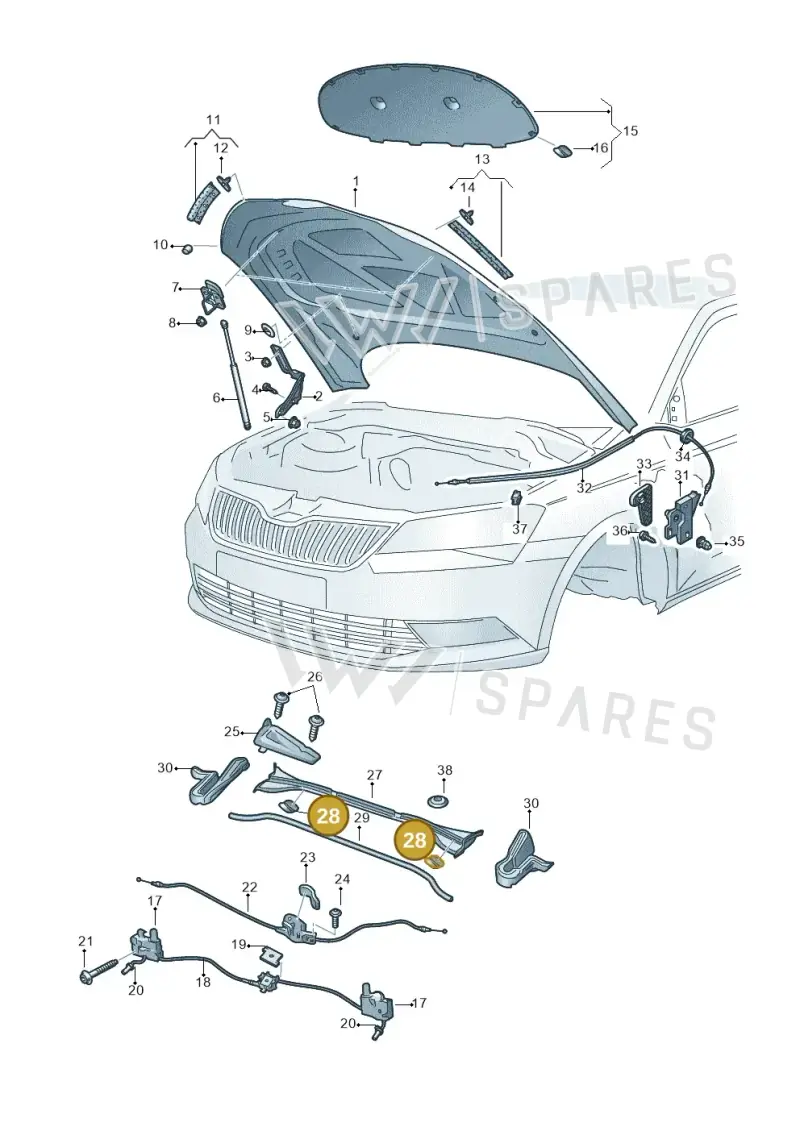 6F0819145 — Skoda Superb Combi (2015-2024) diagram 851823100, position 28