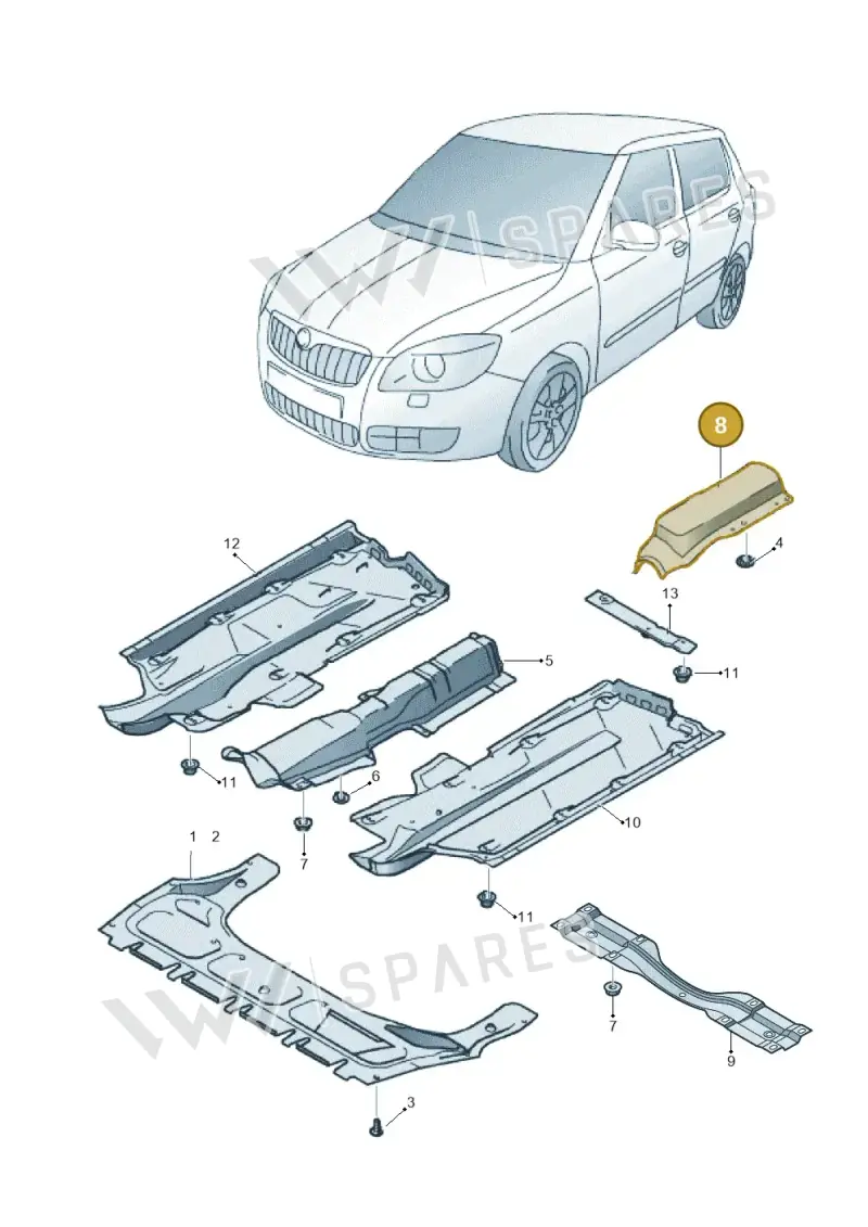 6Q0825701B — Skoda Fabia Scout (2010-2014) diagram 608825100, position 8