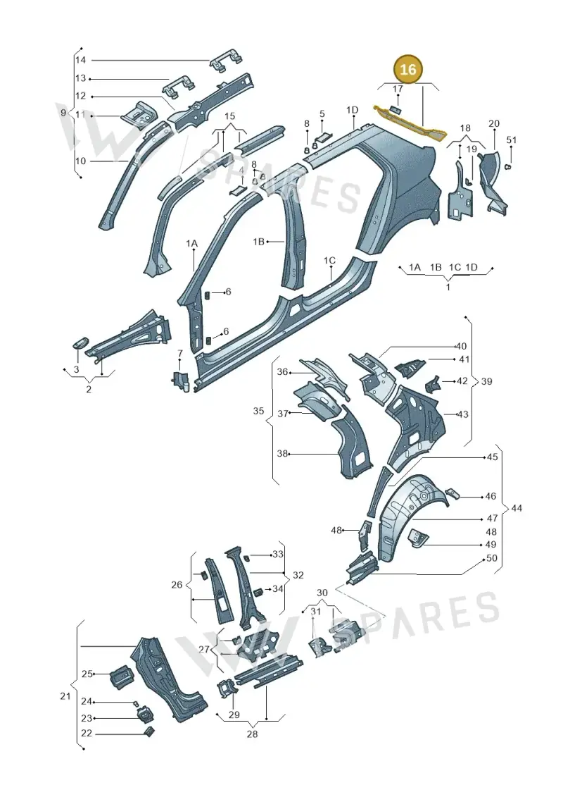 6V6809642A — Skoda Fabia (2014-2022) diagram 797809300, position 16