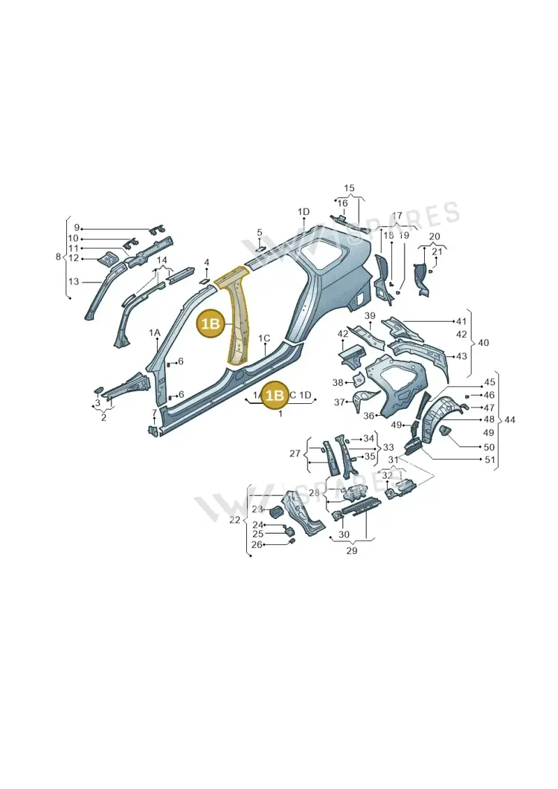 6V9809601B — Skoda Fabia (2014-2022) diagram 797809350, position 1B