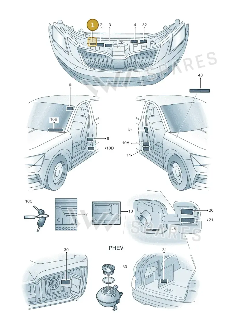 701010043N — Skoda Superb Combi (2015-2024) diagram 851010010, position 1