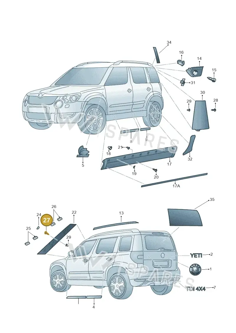 N90770004 — Skoda Yeti (2013-2017) diagram 666853000, position 27
