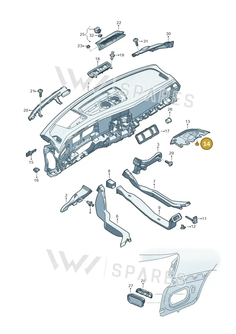 WHT007080 — Skoda Superb Combi (2023-) diagram 3p0819030, position 14
