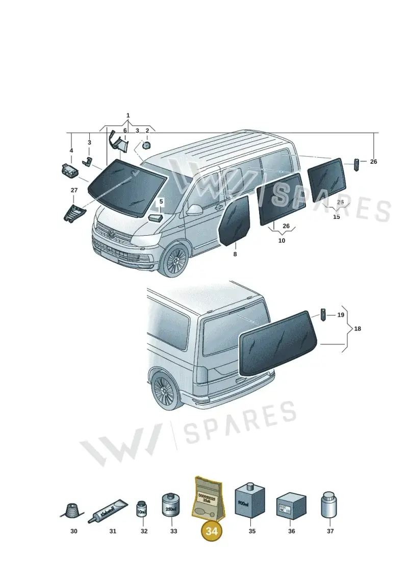 000012280A — Volkswagen Transport. multivan (2019-2024) diagram 7em845000, position 34