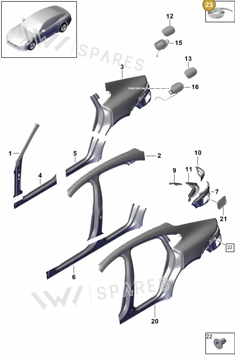 00004310100 — Porsche Panamera (2016-2020) diagram p49801055, position 23