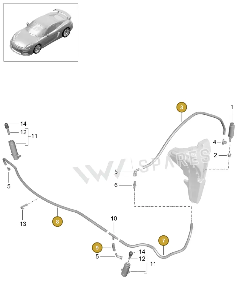 00004320479 — Porsche Cayman GT4 (2015-2016) diagram p45904020, position 3+7+8+9