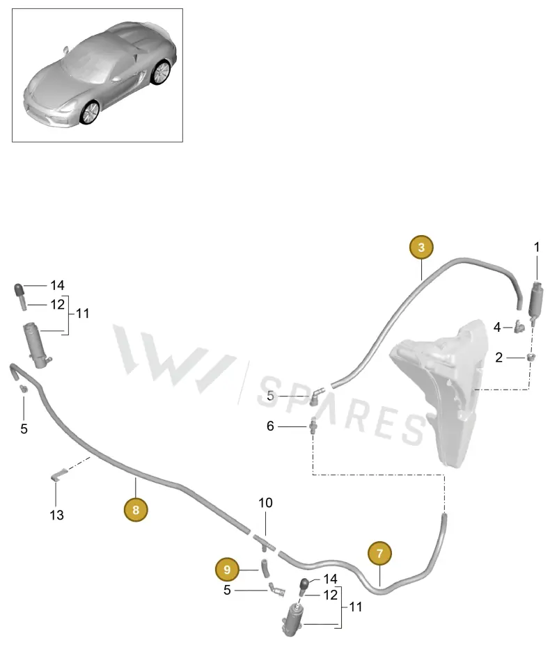 00004320479 — Porsche Boxster Spyder (2015-2016) diagram p46904020, position 3+7+8+9