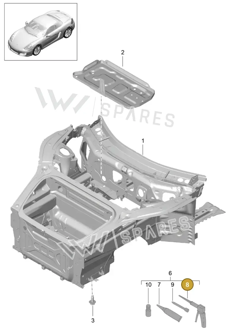 00004320631 — Porsche Boxster (2012-2016) diagram p39801005, position 8
