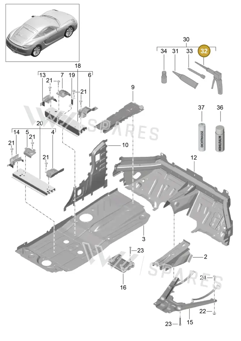 00004320631 — Porsche Cayman (2013-2016) diagram p40801020, position 32
