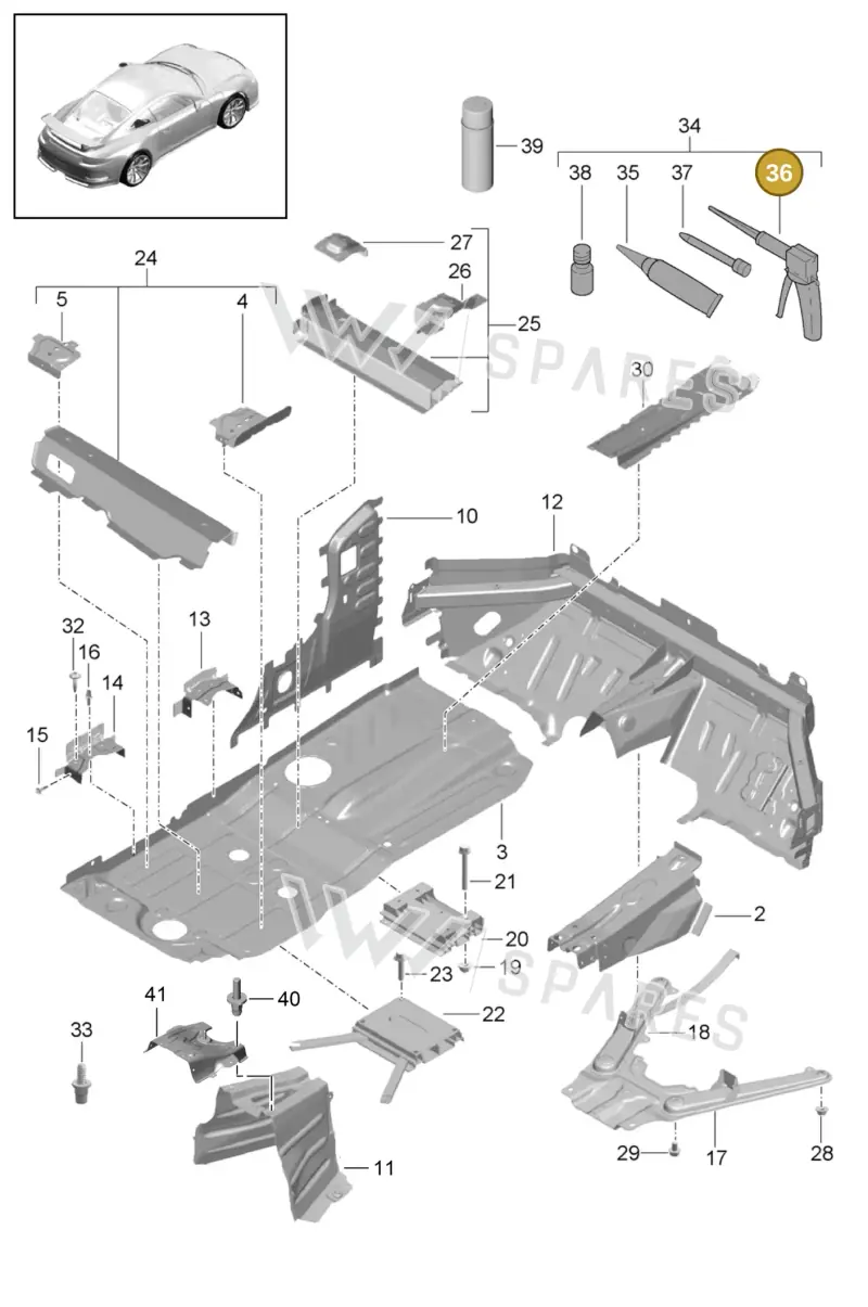 00004320631 — Porsche 911 (2013-2020) diagram p41801020, position 36