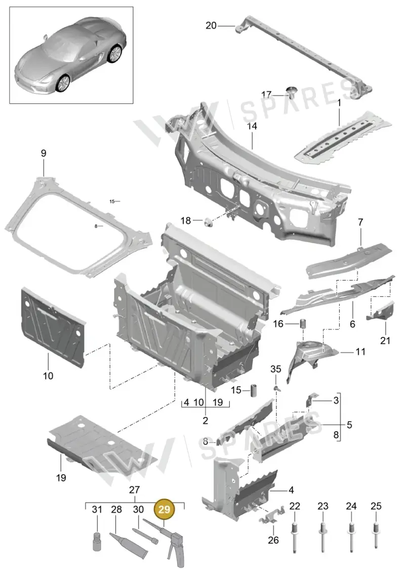 00004320631 — Porsche Boxster Spyder (2015-2016) diagram p46801010, position 29