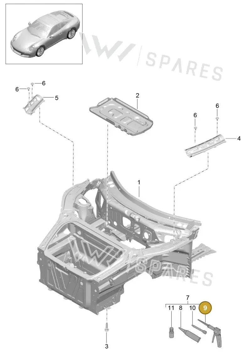 00004320631 — Porsche 911 (2016-2019) diagram p47801005, position 9