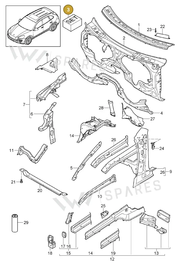 00004320682 — Porsche Cayenne (2010-2018) diagram p37801010, position 3