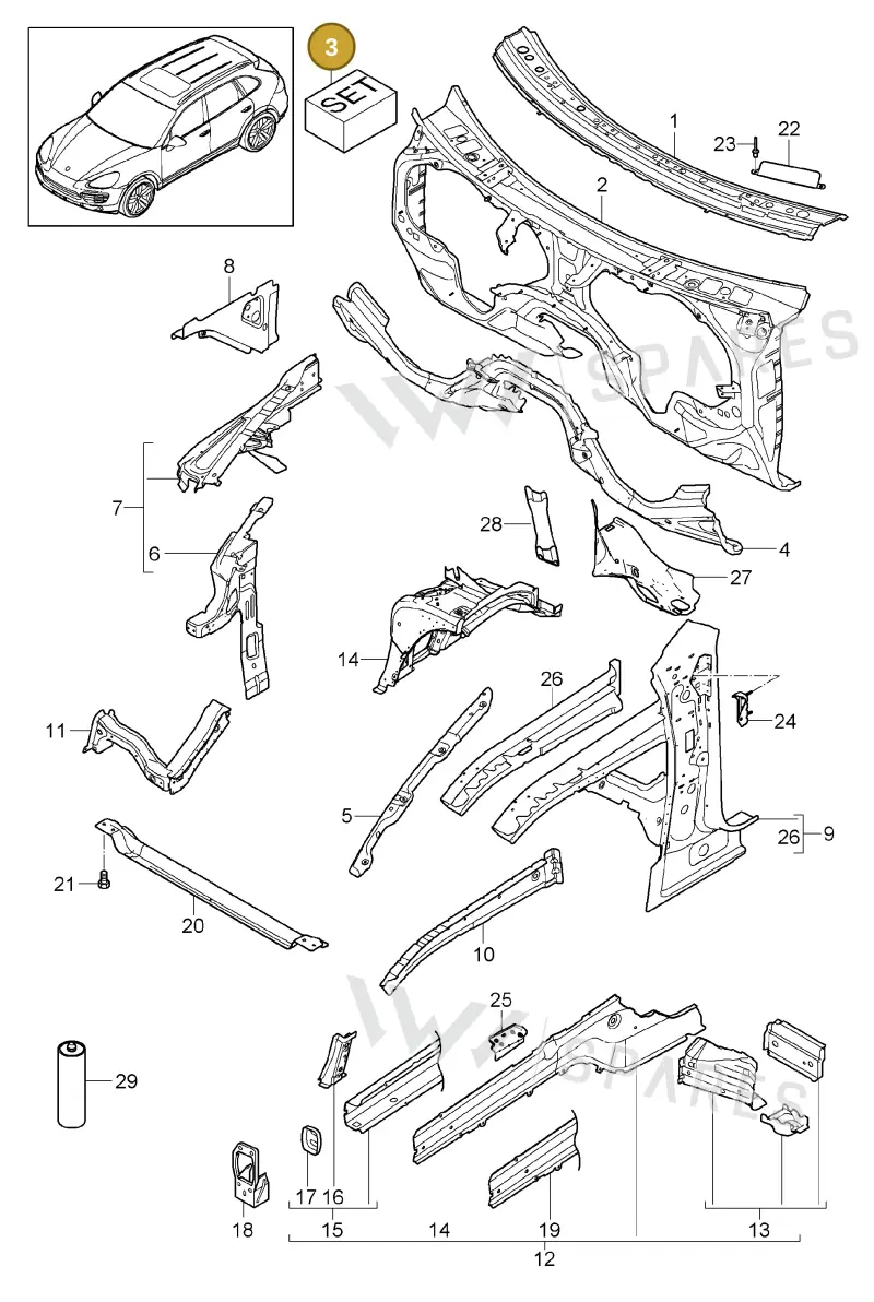 00004320682 — Porsche Cayenne (2010-2018) diagram p37801010, position 3