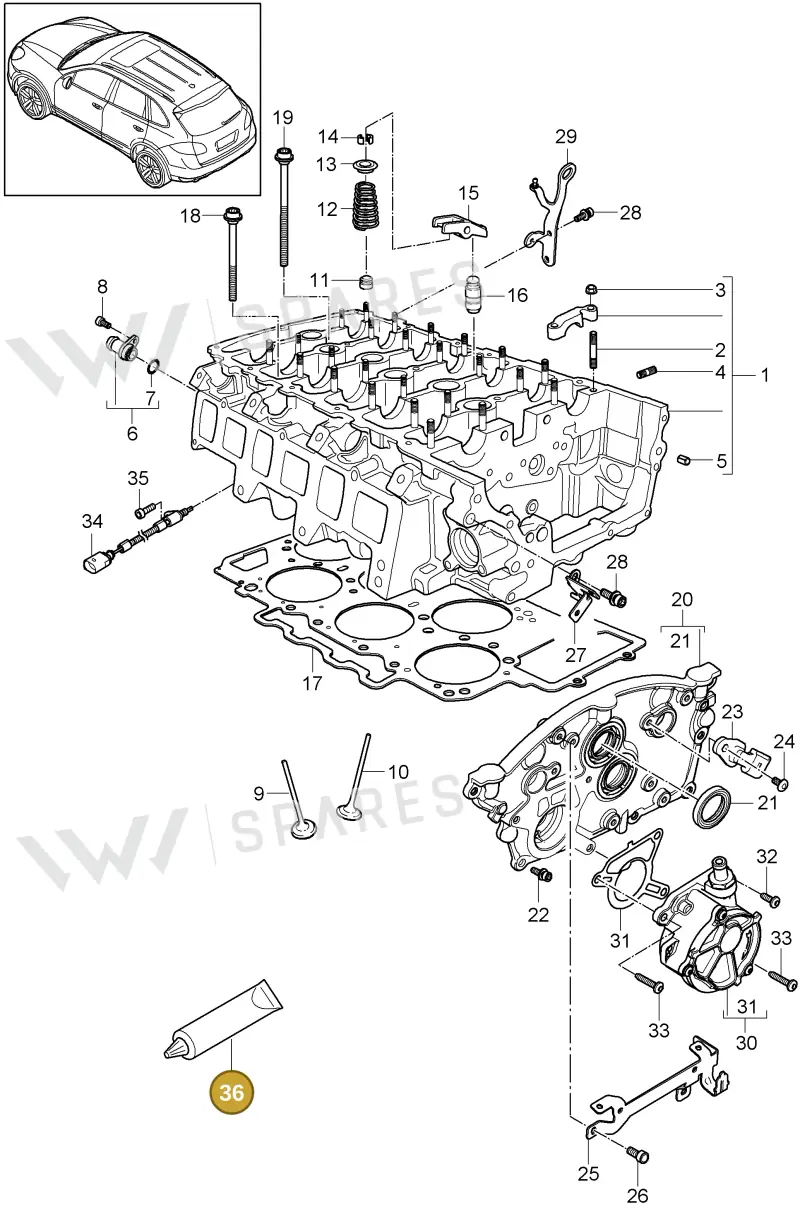 00004320754 — Porsche Cayenne (2010-2018) diagram p37103005, position 36