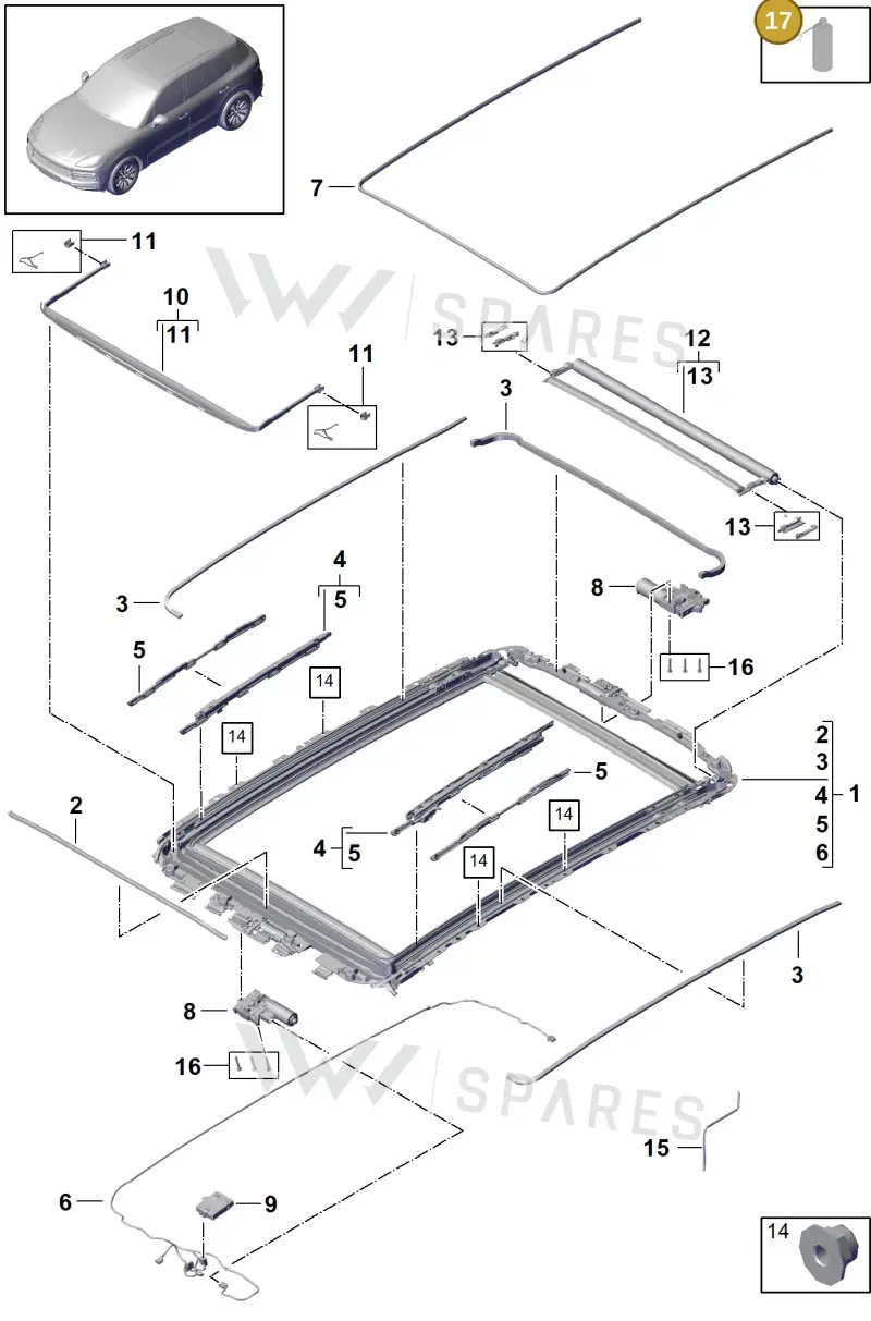 00004330296 — Porsche Cayenne (2017-2023) diagram p51811005, position 17