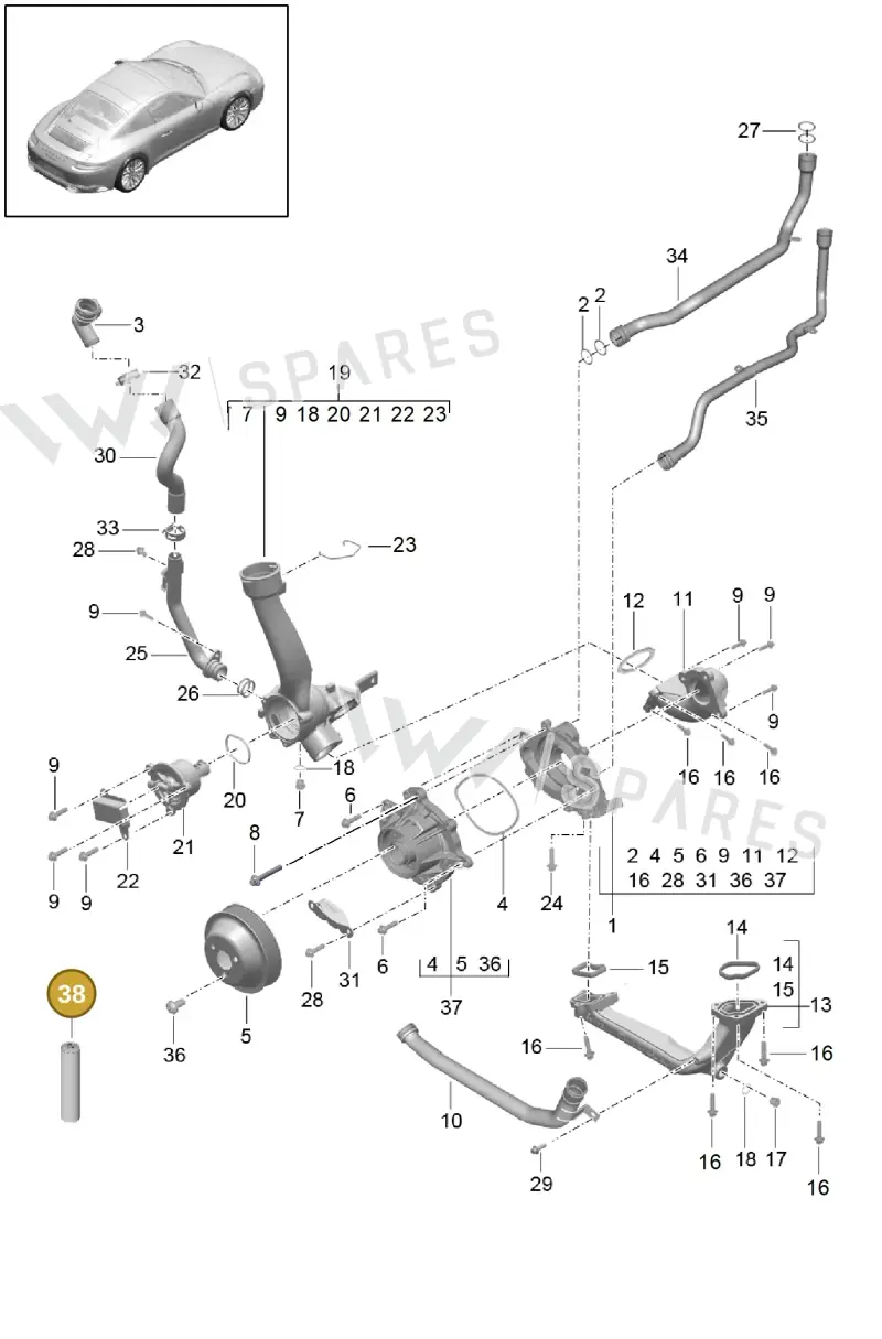 00004330393 — Porsche 911 (2016-2019) diagram p47105000, position 38