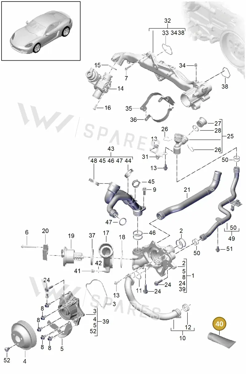 00004330393 — Porsche Cayman (2016-2019) diagram p50105000, position 40