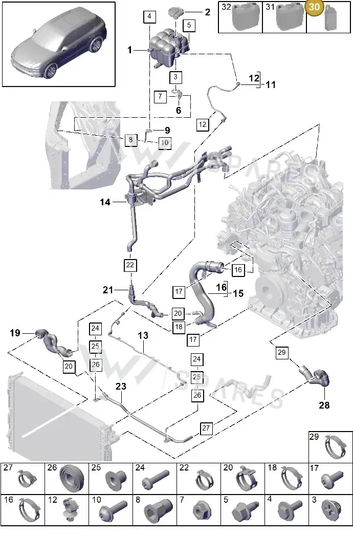 00004330473 — Porsche Cayenne (2017-2023) diagram p51105055, position 30