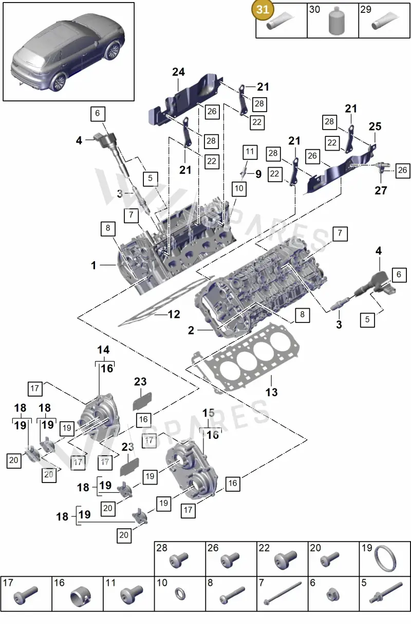 00004330501 — Porsche Cayenne (2017-2023) diagram p51103000, position 31