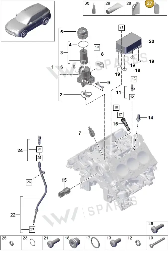 00004330521 — Porsche Cayenne (2017-2023) diagram p51104005, position 27