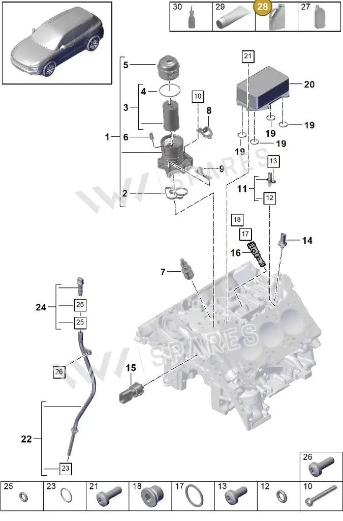 00004330522 — Porsche Cayenne (2017-2023) diagram p51104005, position 28