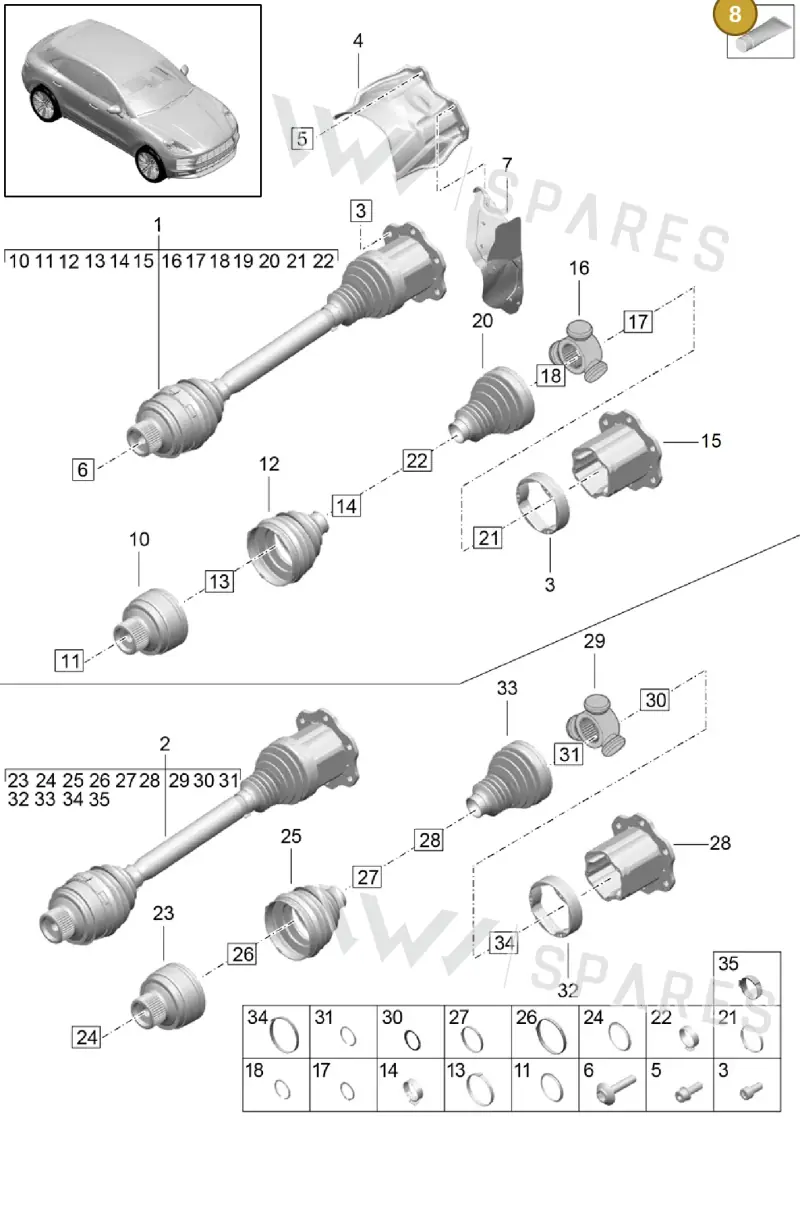 00004330585 — Porsche Macan (2018-2022) diagram p52401030, position 8