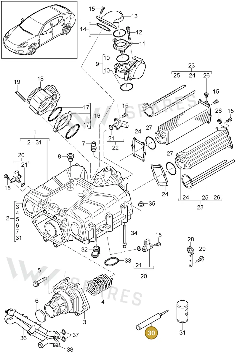 00004330622 — Porsche Panamera (2009-2016) diagram p35107055, position 30