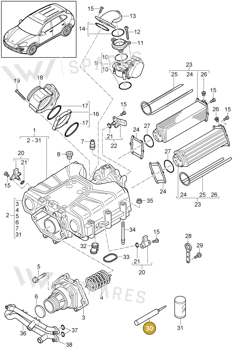 00004330622 — Porsche Cayenne (2010-2018) diagram p37107065, position 30