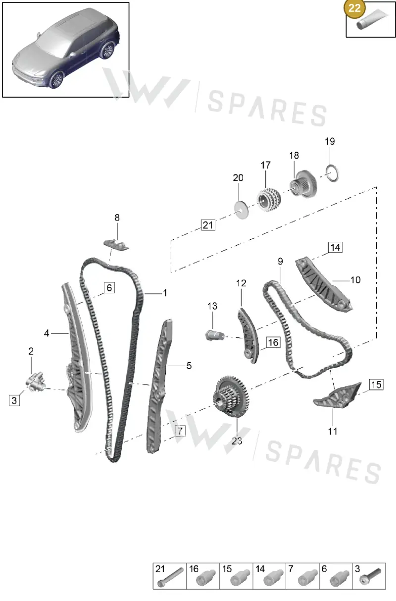 00004330622 — Porsche Cayenne (2017-2023) diagram p51103085, position 22