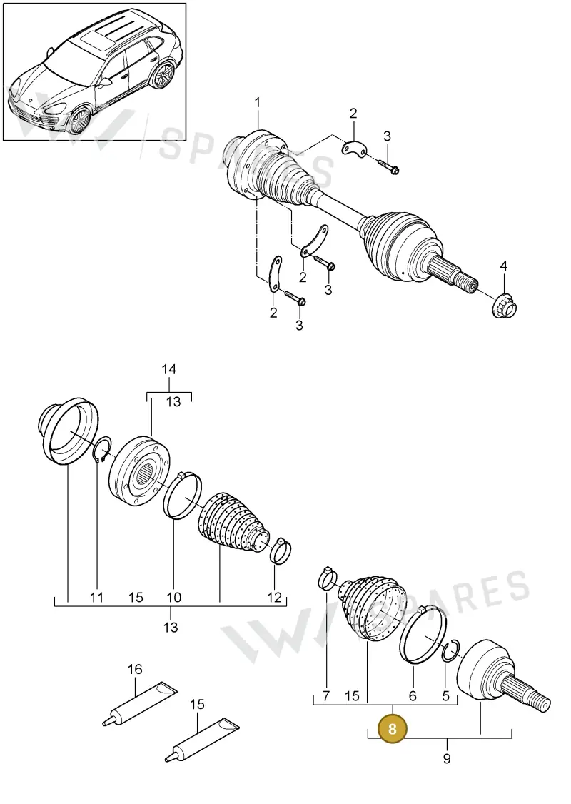 00004330632 — Porsche Cayenne (2010-2018) diagram p37401010, position 8