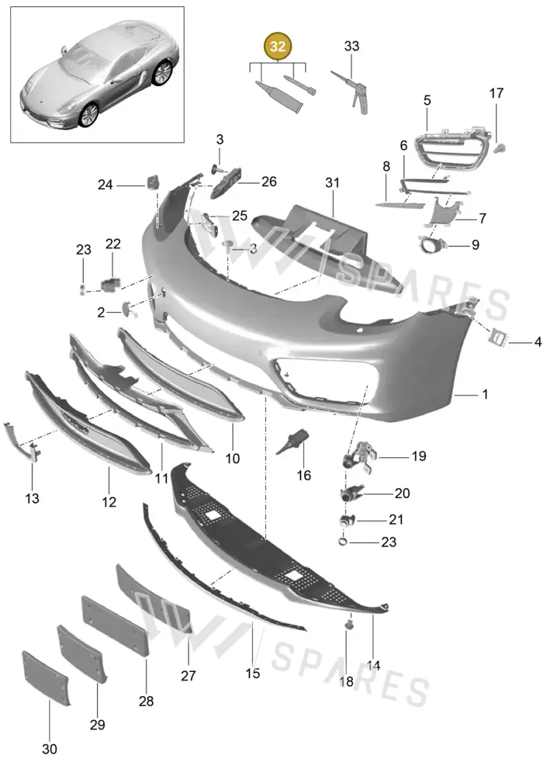 00004330653 — Porsche Cayman (2013-2016) diagram p40802000, position 28+29+32