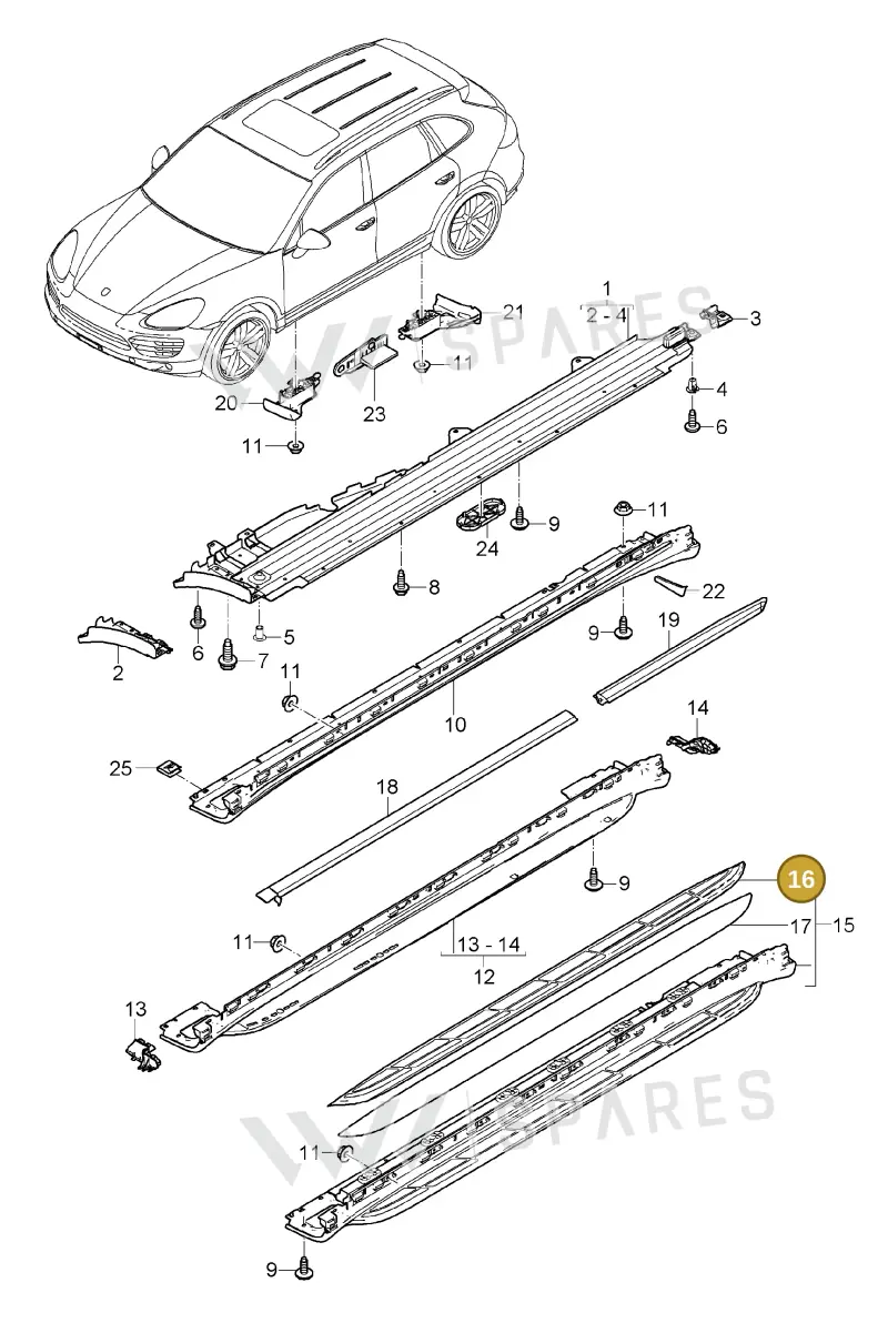 00004331046 — Porsche Cayenne (2010-2018) diagram p37810010, position 16