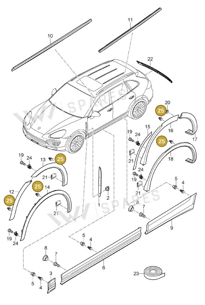 00004398400 — Porsche Cayenne (2010-2018) diagram p37810000, position 25