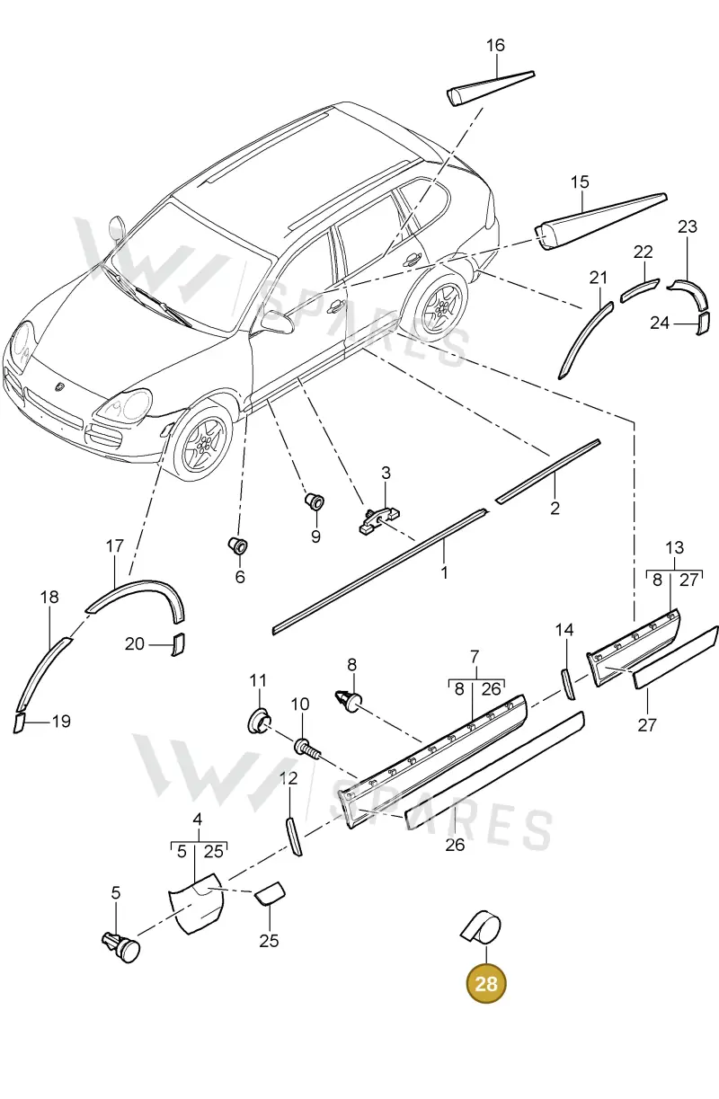 00004398500 — Porsche Cayenne (2007-2010) diagram p31810005, position 28