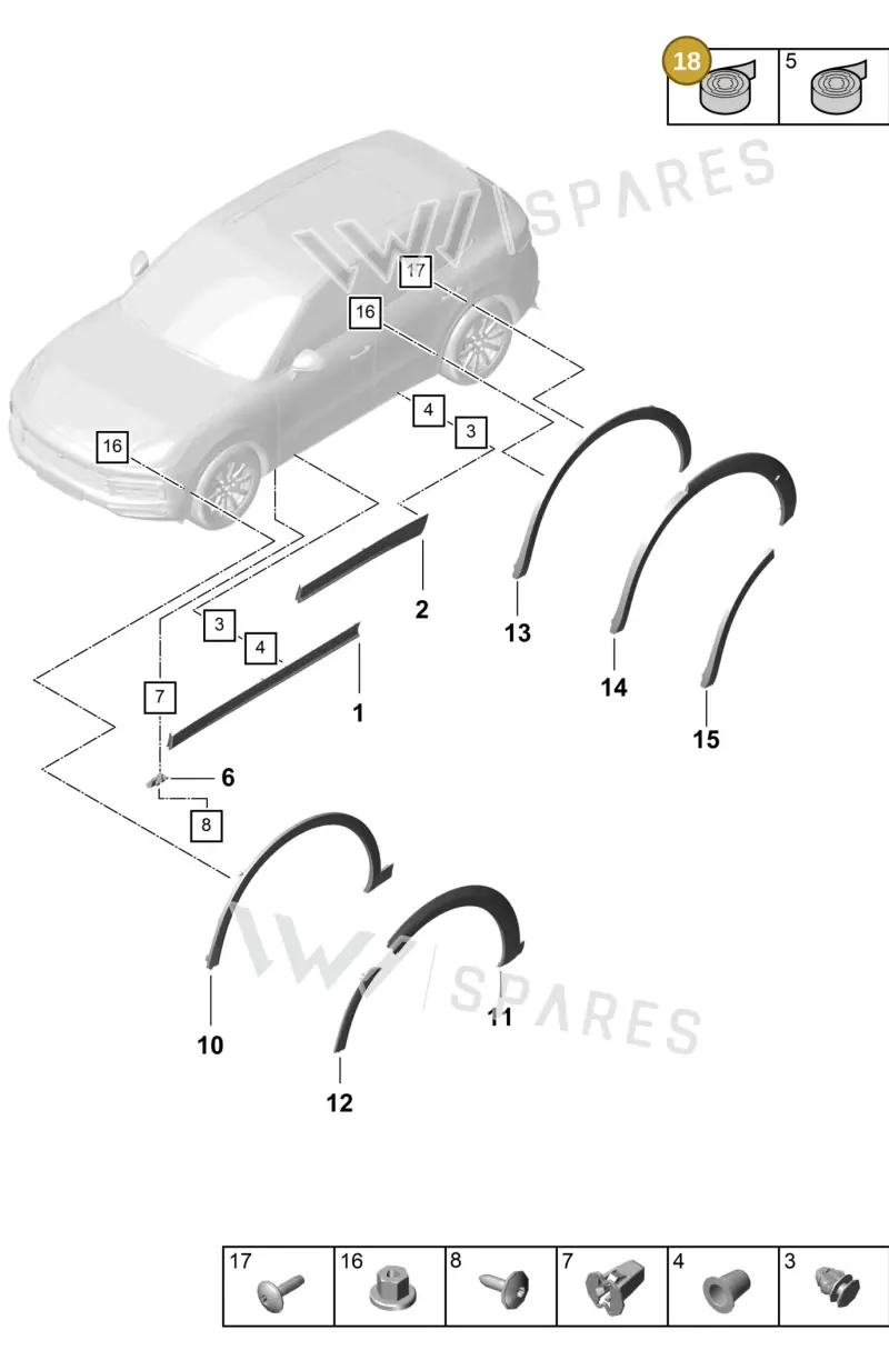 00004398500 — Porsche Cayenne (2017-2023) diagram p51810020, position 18