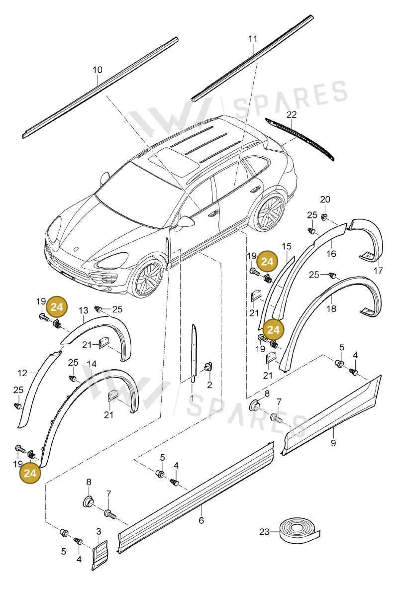 00004398600 — Porsche Cayenne (2010-2018) diagram p37810000, position 24