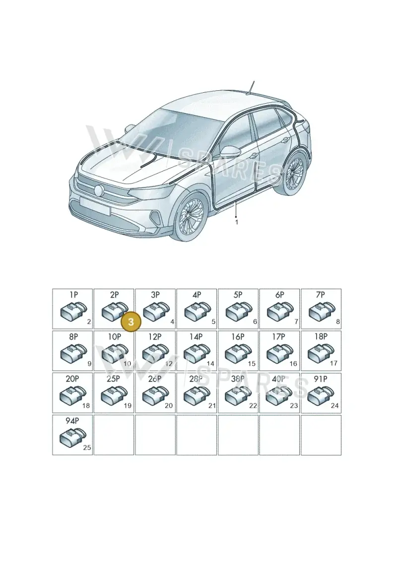 000971582T — Volkswagen Taigo (2021-2025) diagram 2f0971081, position 3