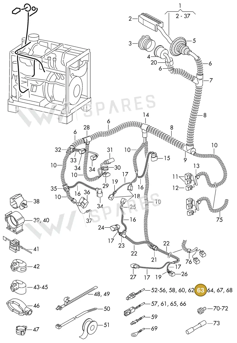 000979021EA — Volkswagen 2X2 platform diagram 982970000, position 63
