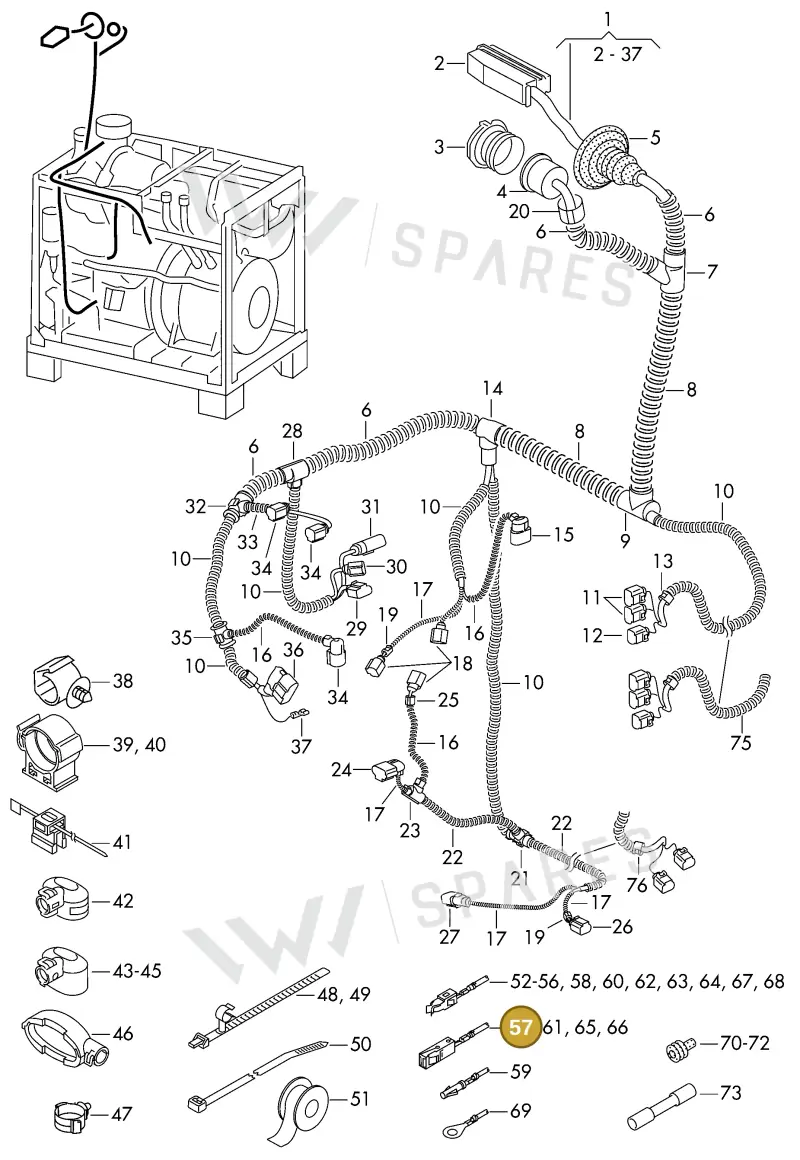 000979025EA — Volkswagen 2X2 platform diagram 982970000, position 57