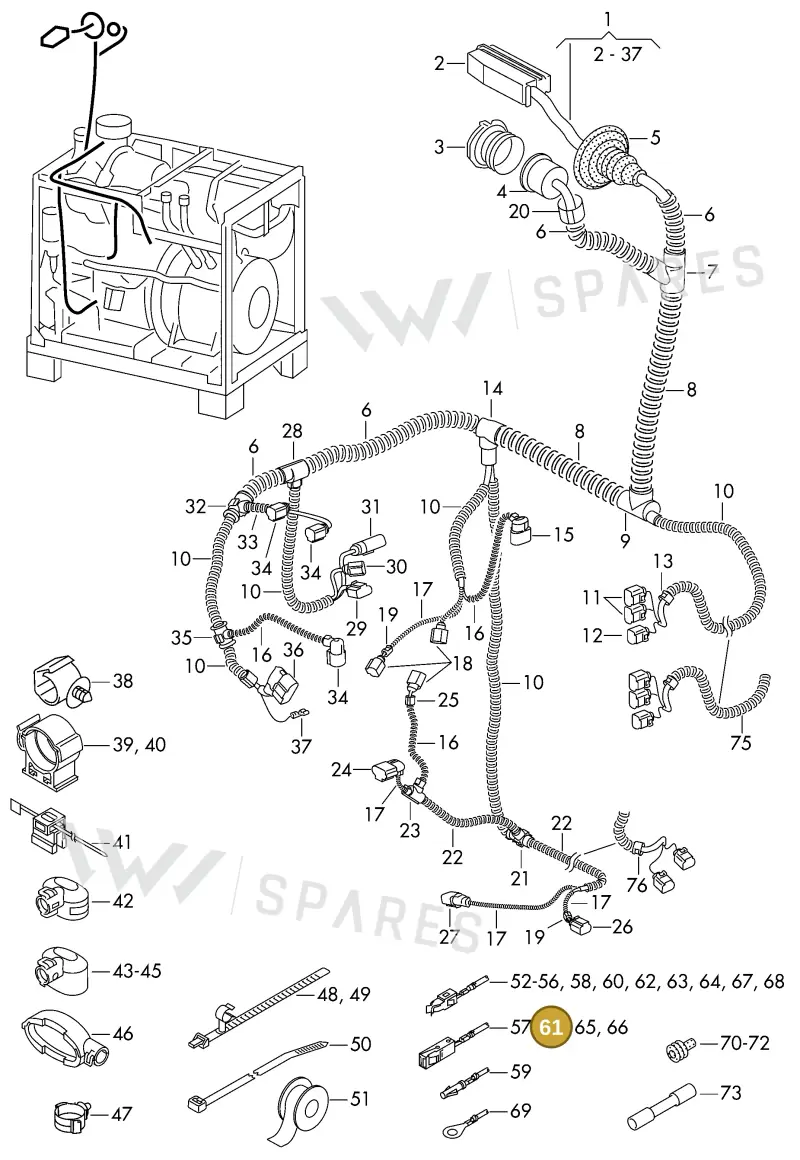 000979151E — Volkswagen 2X2 platform diagram 982970000, position 61