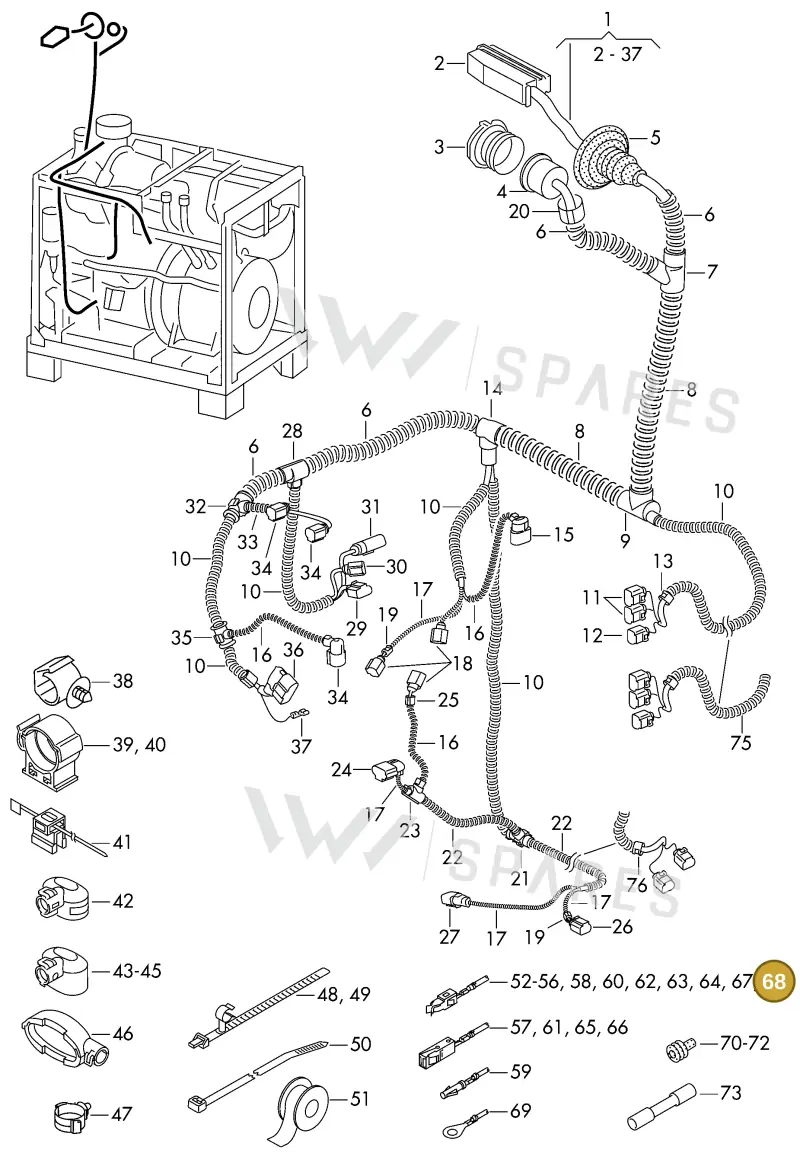 000979225EA — Volkswagen 2X2 platform diagram 982970000, position 68